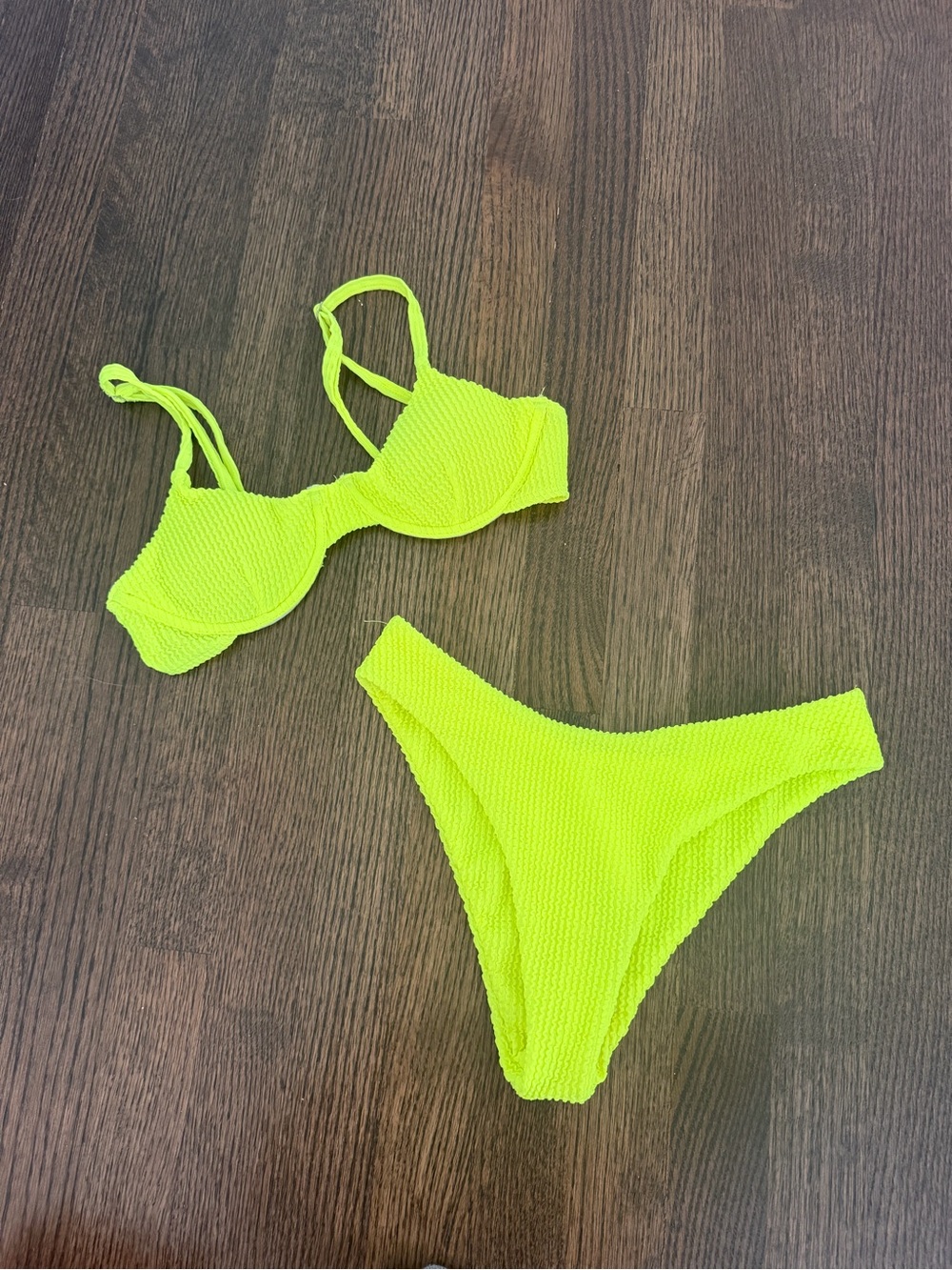 Neon Yellow Textured Bikini Set